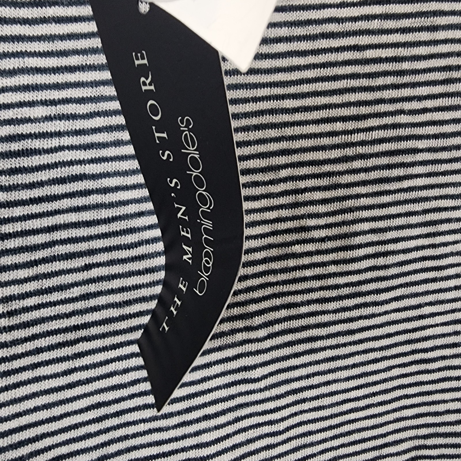 The Men’s Store at Bloomingdale’s Striped Linen Tee Men’s Size Medium Dark Slate