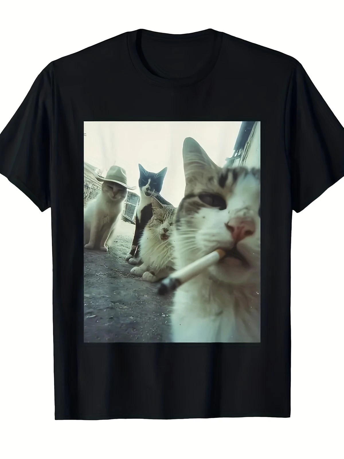 Funny Smoking Cat Meme T-Shirt – Featuring a Smoking Tabby Cat Design