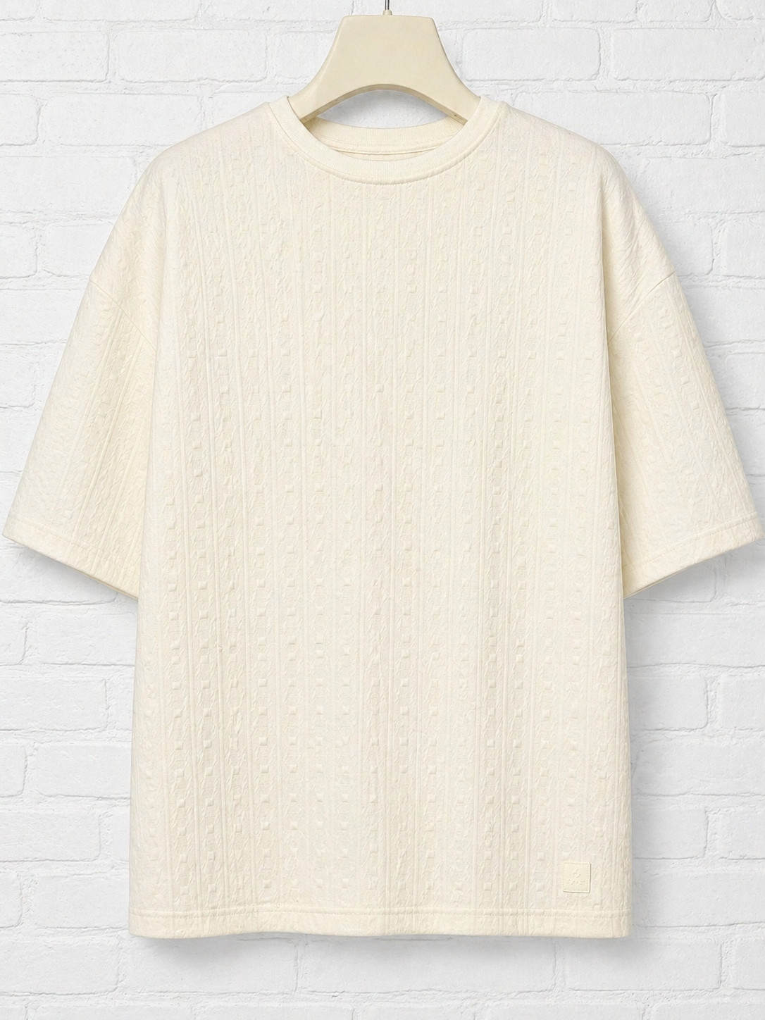 Saints Studio Textured Luxury Tee 2X Cream Oversized Short Sleeve Minimalist NWT