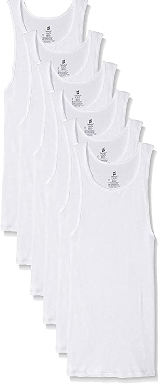 Hanes Men’s Tanks A-Shirts 6-Pack Cotton Tagless Soft Breathable Slightly Imperf