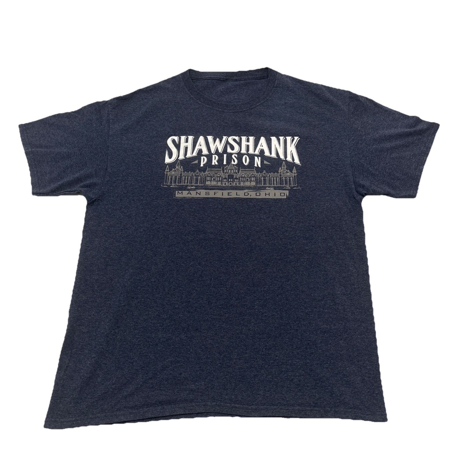 Shawshank Redemption Prison Short Sleeve Graphic Quote T-Shirt Blue ✅ Size Large