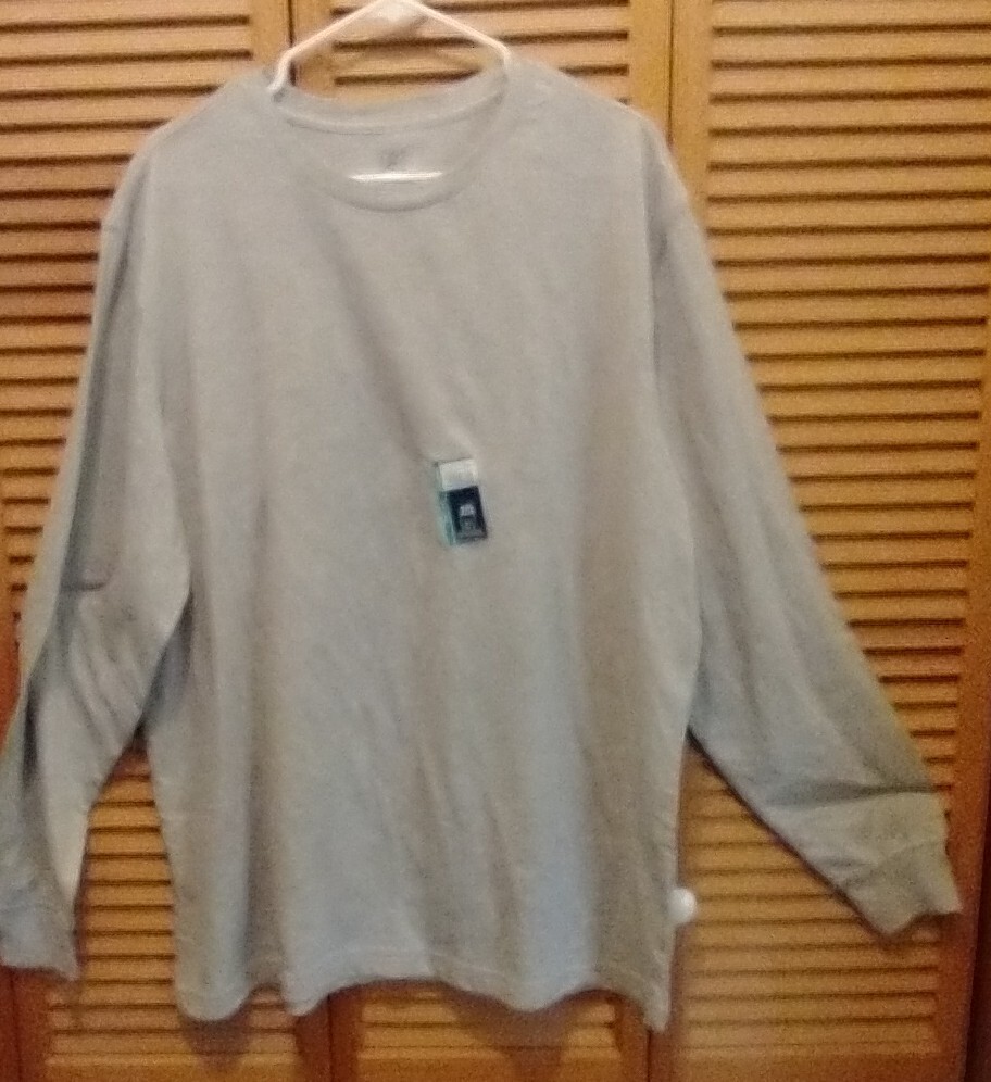 George Shirt Mens XL Gray Long Sleeve Cotton/polyester NWT knit cuffs