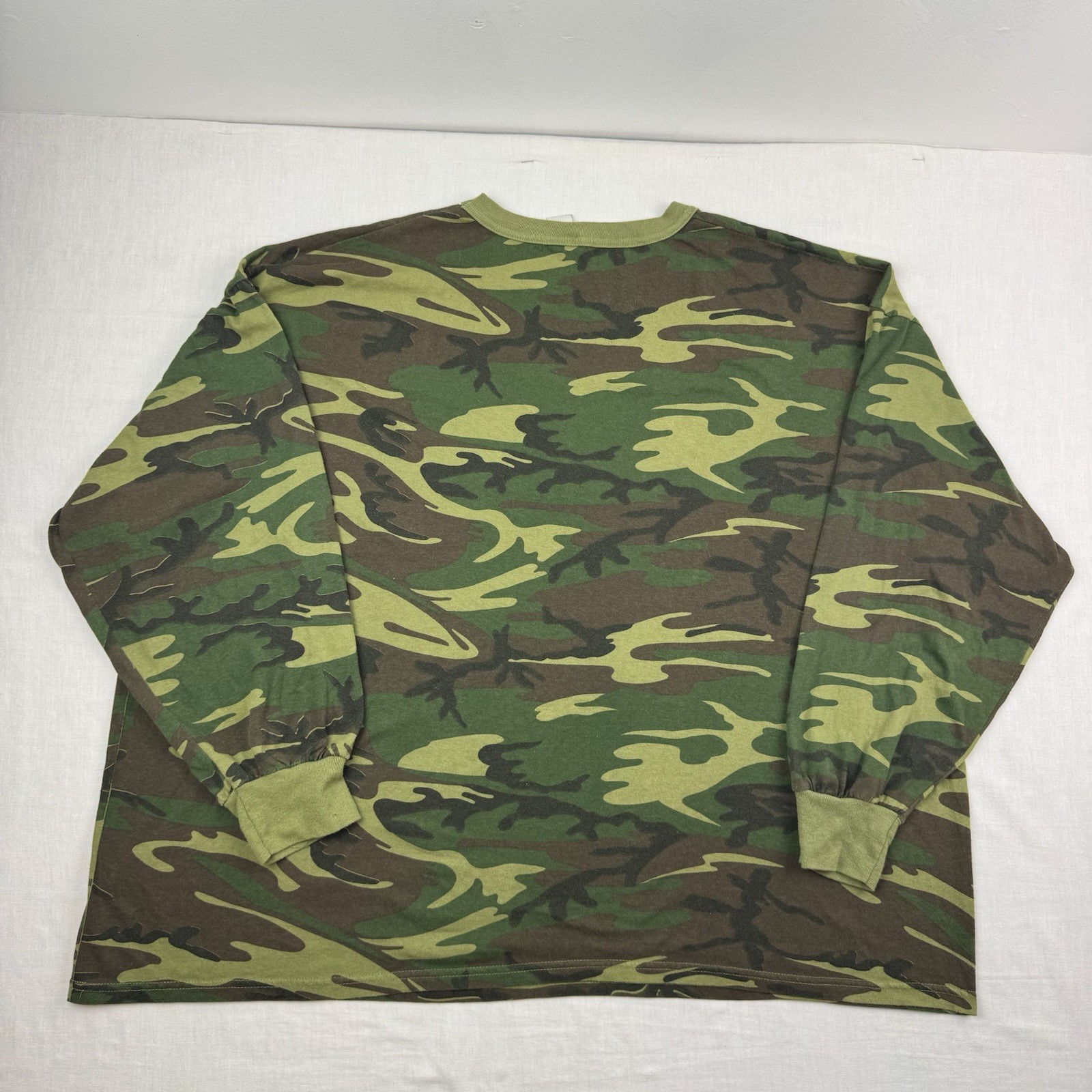 Vintage Camo Long Sleeve Pocket T Shirt Adult 2XL Grunge Outdoor Boxy 90s USA