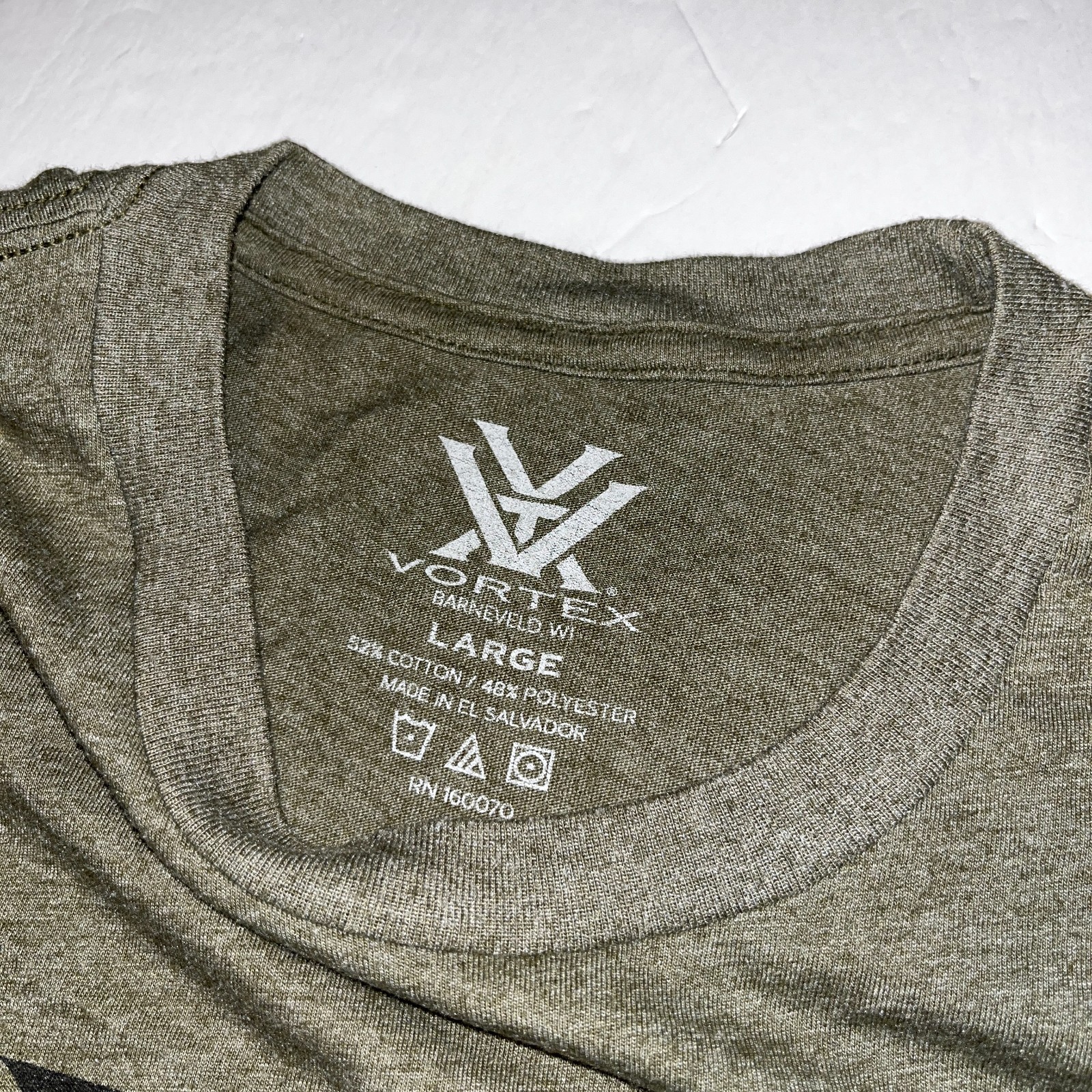 Vortex archery men’s olive green logo tshirt large