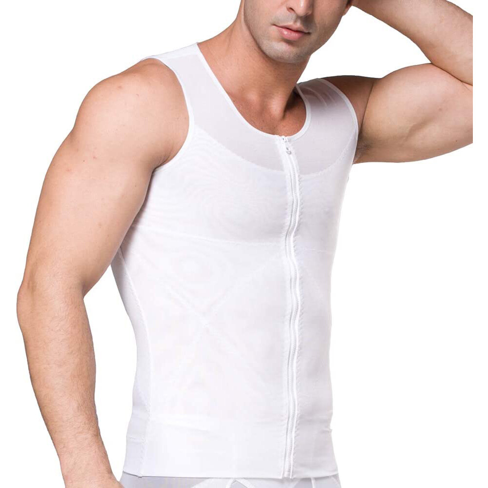 Men’s Zipper Body Shaper Toning T-Shirt Ultra Durable Vest Compression Underwear