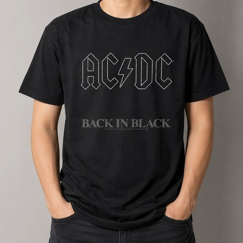 AC DC Back In Black T-Shirt Classic Hard Rock Band Graphic Tee Adult New