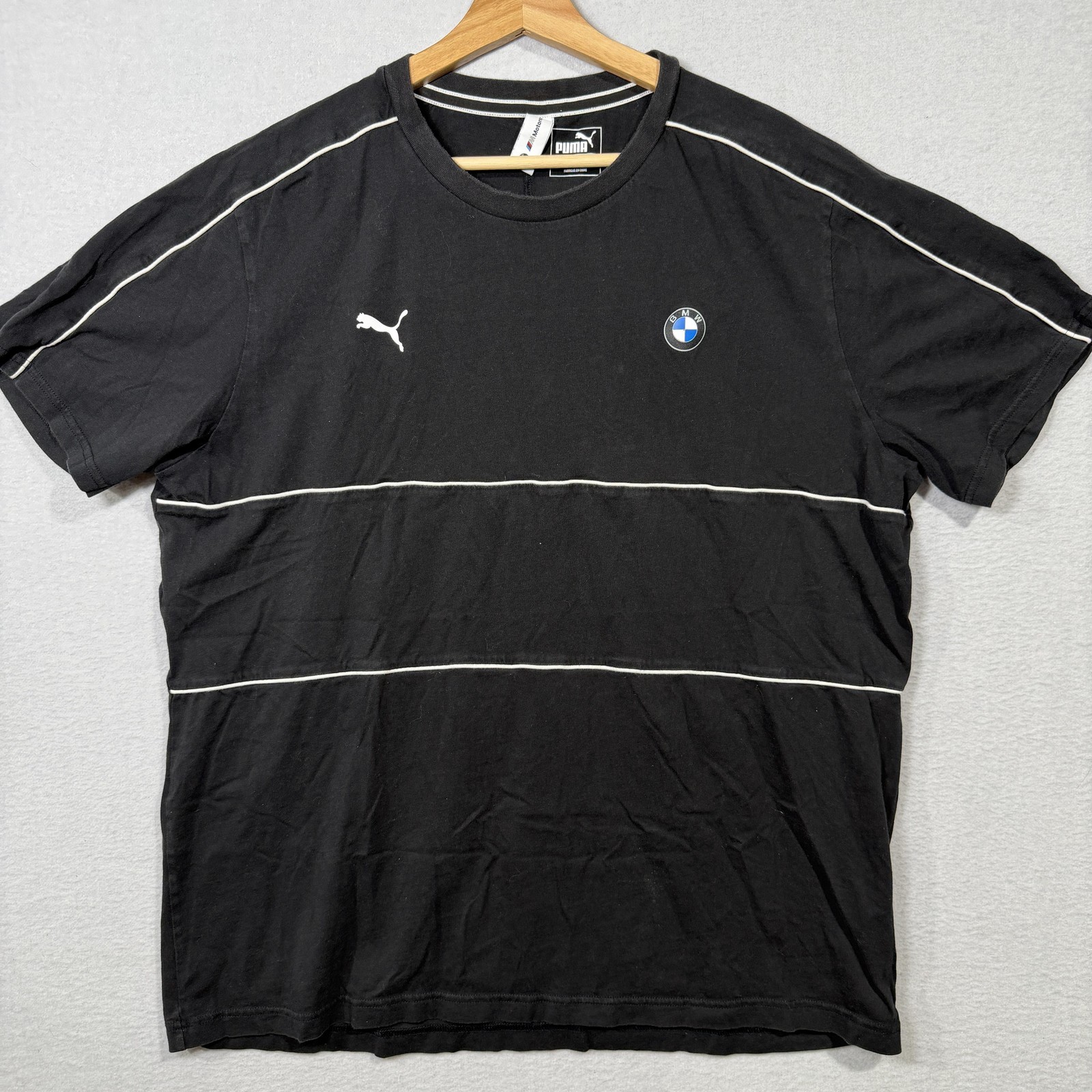 Puma BMW Motorsport Shirt Mens 2XL Black M Logo Racing Crewneck Short Sleeve Tee