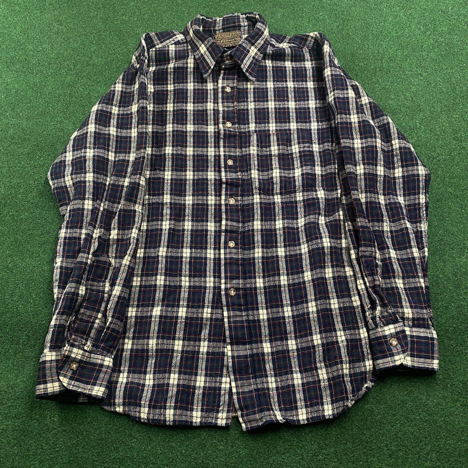Vintage Pendleton Shirt Mens XL Blue 80S 90S Wool Plaid Sir Flannel USA MADE