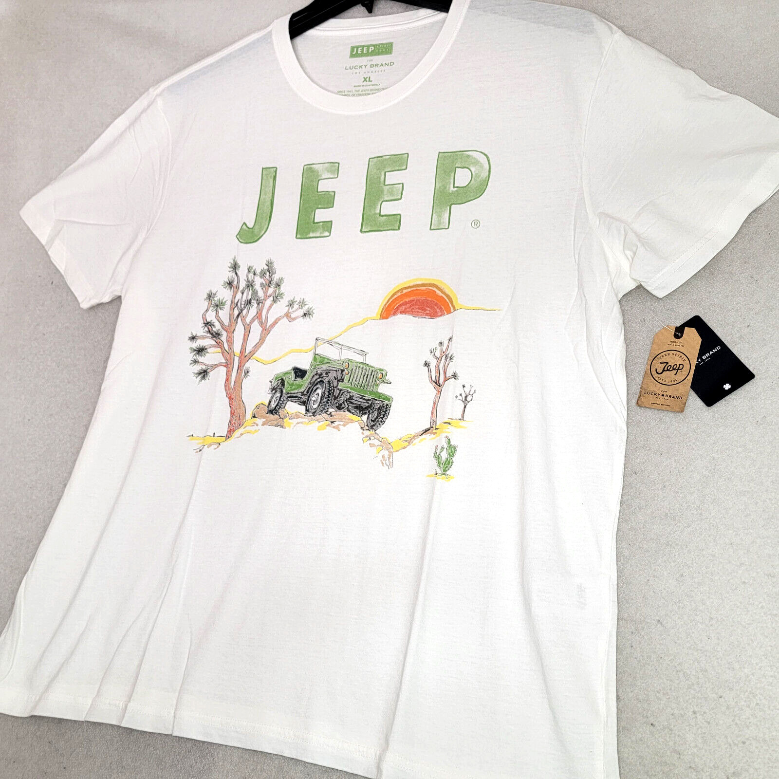 Lucky Brand JEEP SPIRIT T SHIRT MENS XL WHITE 1941 VINTAGE Willys 4X4 FCA NWT