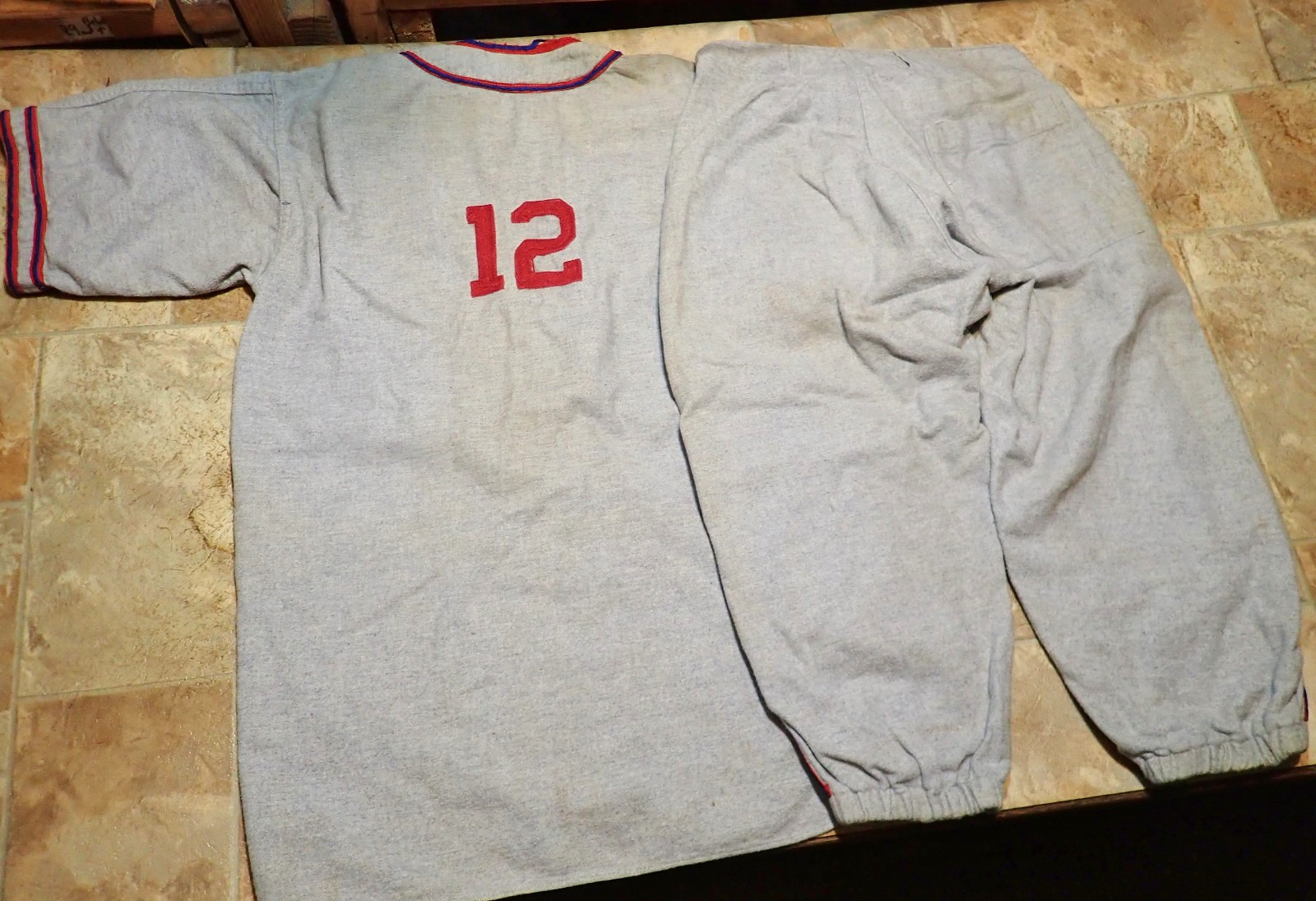 Rare Vintage 1930s 40s Baseball Flannel Jersey Antique Uniform Set Shirt Pants
