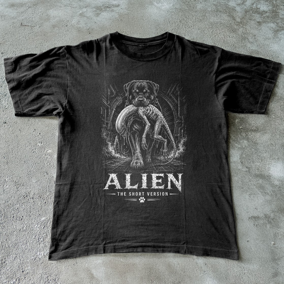 HOT! Funny Alien The Short Version Rottweiler Unisex Cotton T-Shirt Size S-5XL