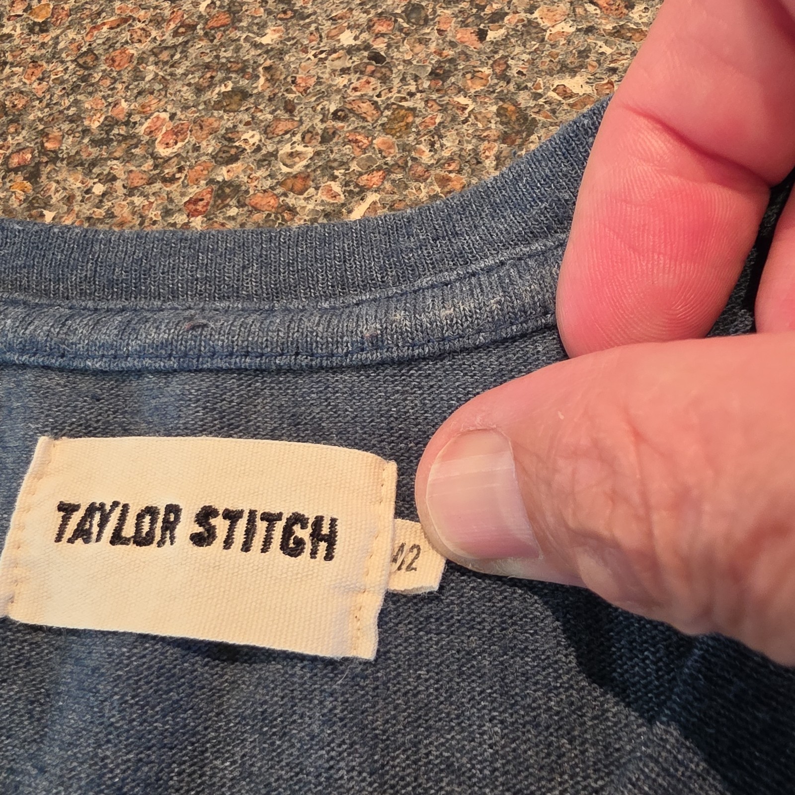 TAYLOR STITCH Heather Blue Short Sleeve Pocket Shirt Sz 42 (L) Heavy Cotton EUC