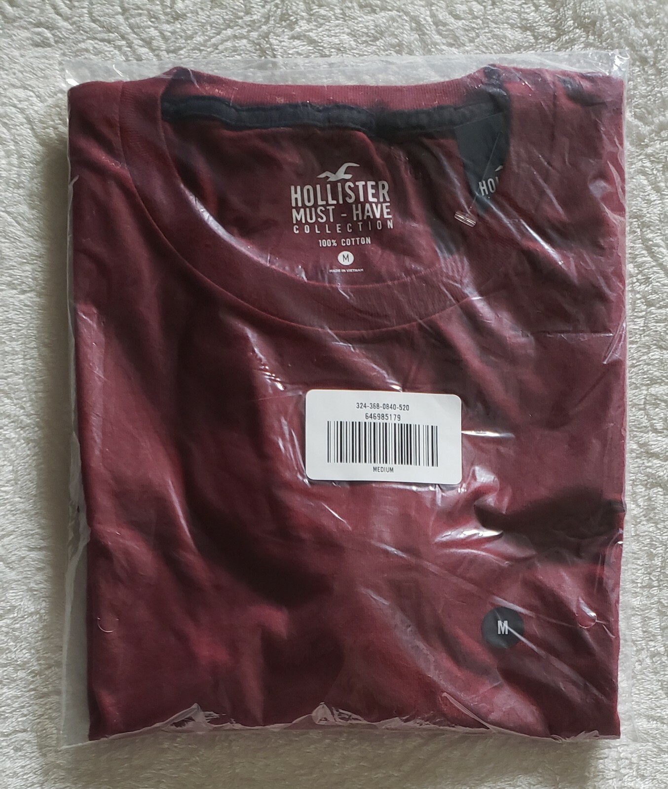 Hollister Men’s Must-Have Crewneck Short Sleeves T-Shirt Burgundy Size Medium