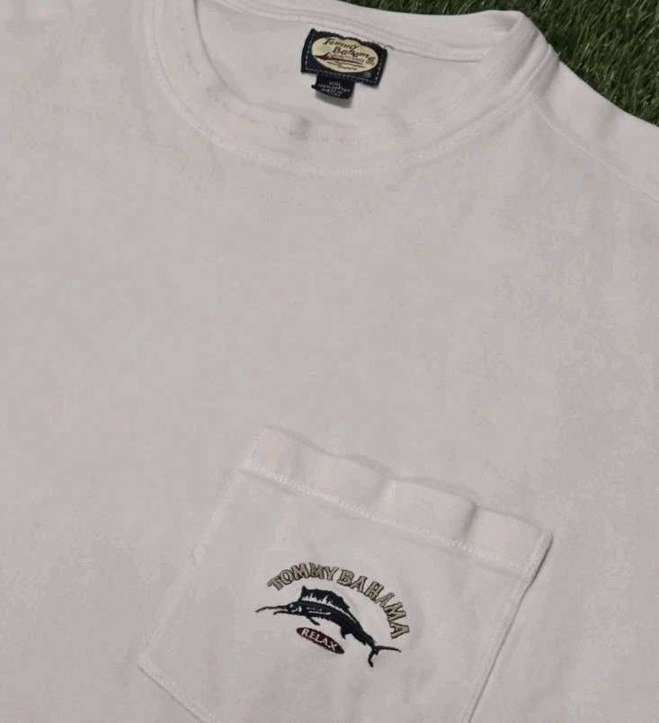 Vintage Tommy Bahama Relax Pocket T-Shirt Mens XXL White Marlin Made Canada Y2K