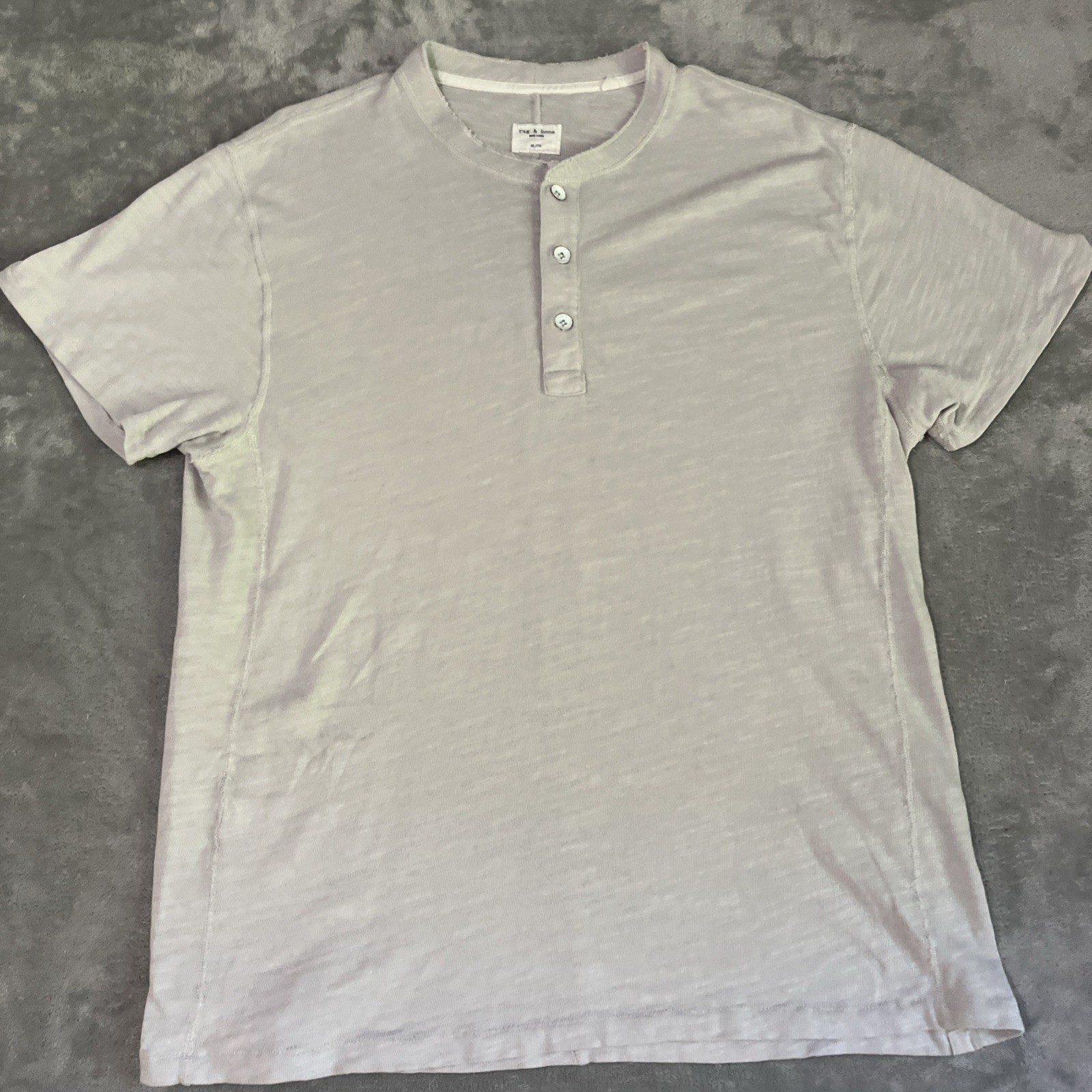 RAG & BONE Henley Shirt Mens Sz XL Tan Made in Peru Heather Beige Button Casual