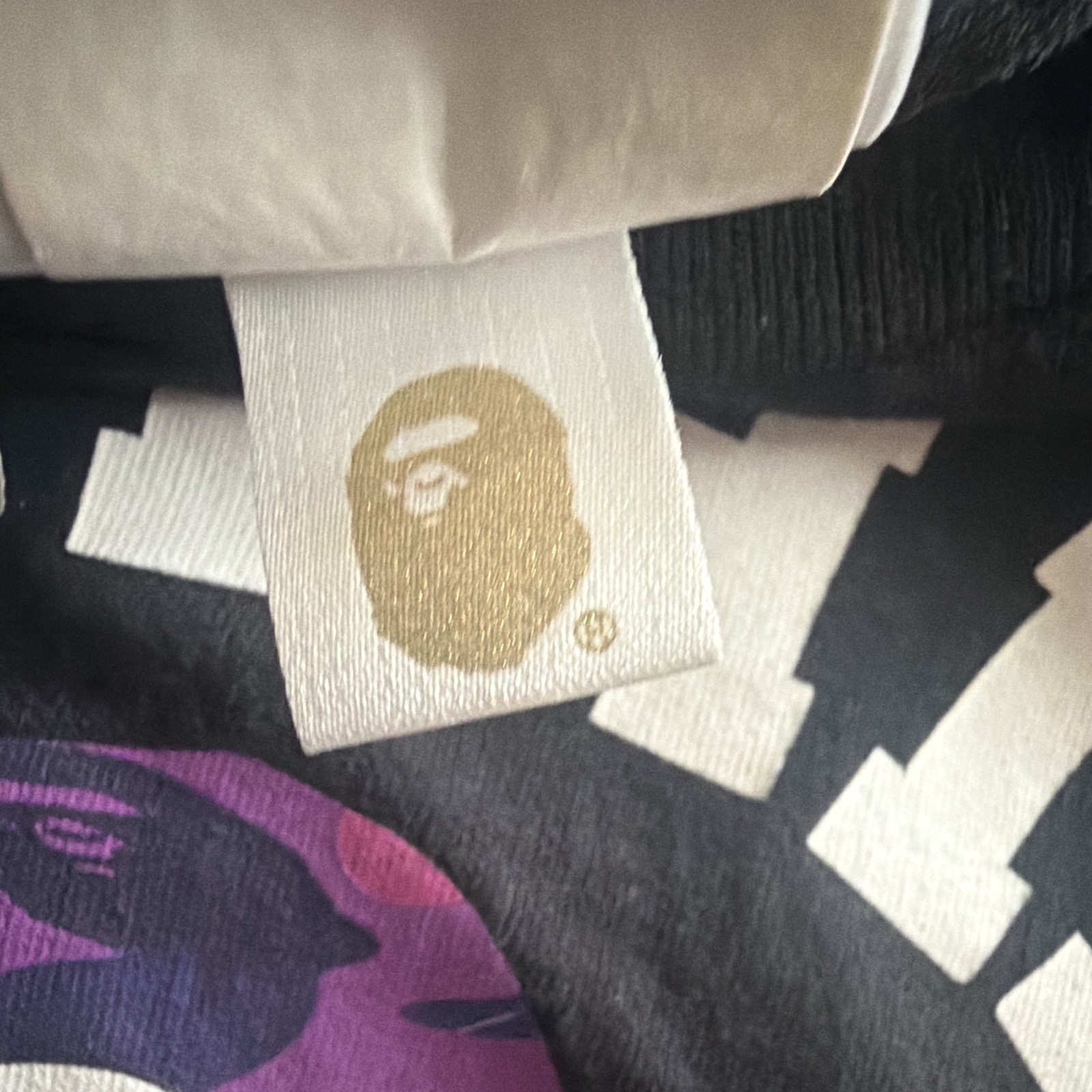 A Bathing Ape BAPE Black College Logo Graphic Print Crew Neck T-Shirt Men S