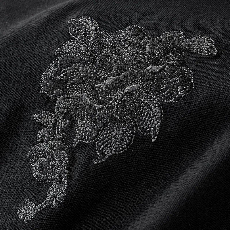 Men’s Dragon Sword Embroidered Cotton Short Sleeve T-Shirt Loose Casual Tee
