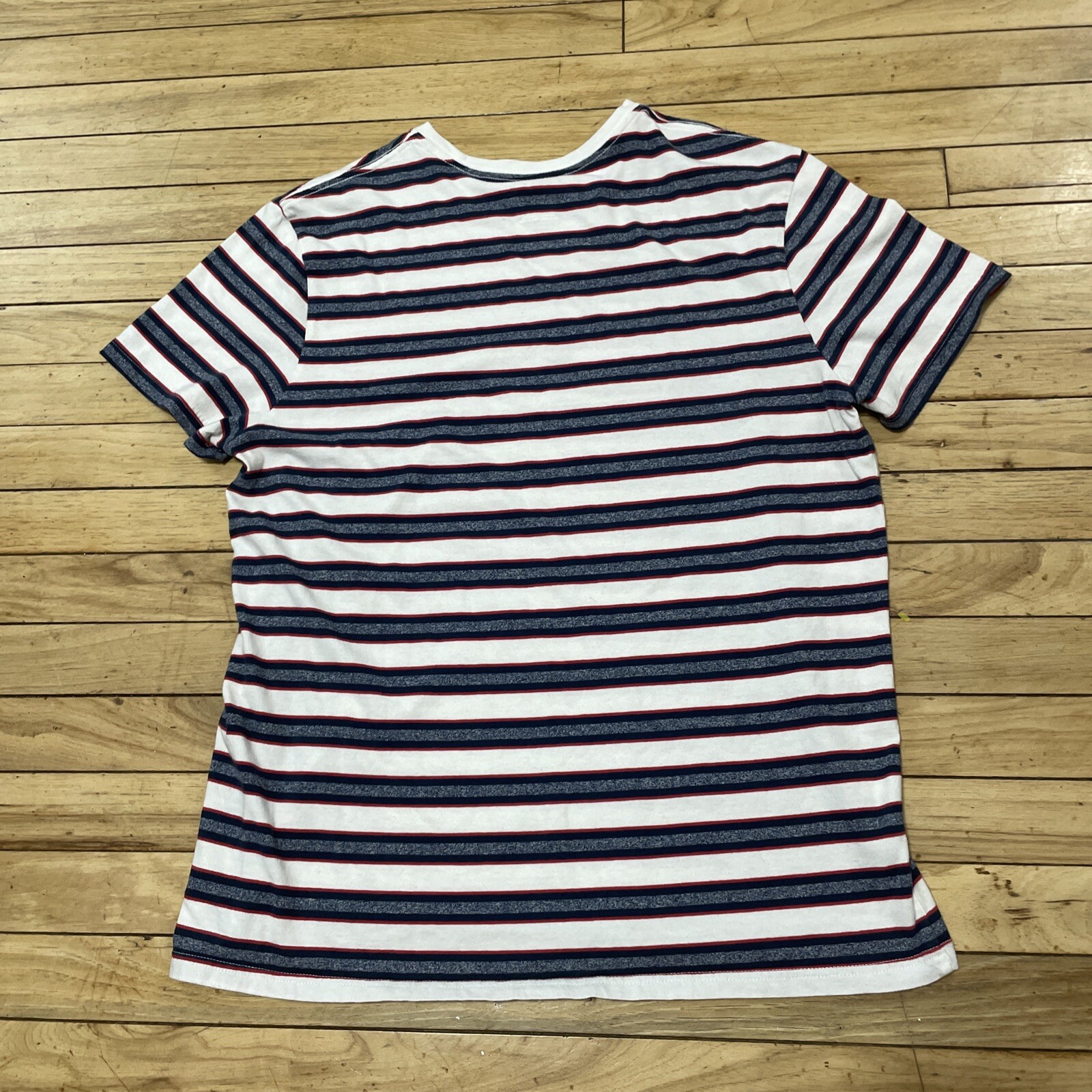 Goodfellow Co T Shirt Mens L White Stripe Hoop Red Blue Preppy Retro Skate Tee L