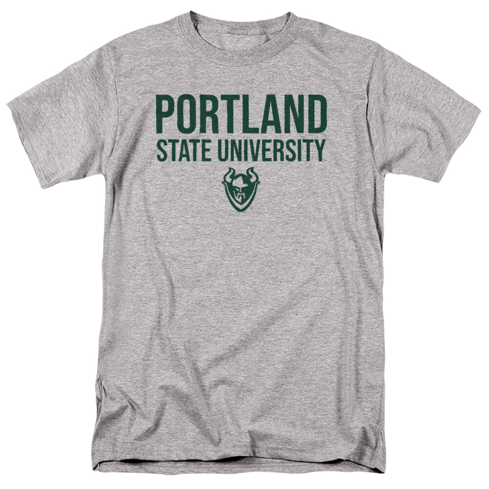 Portland State University Adult T-Shirt Stacked, Athletic Heather, S-5XL