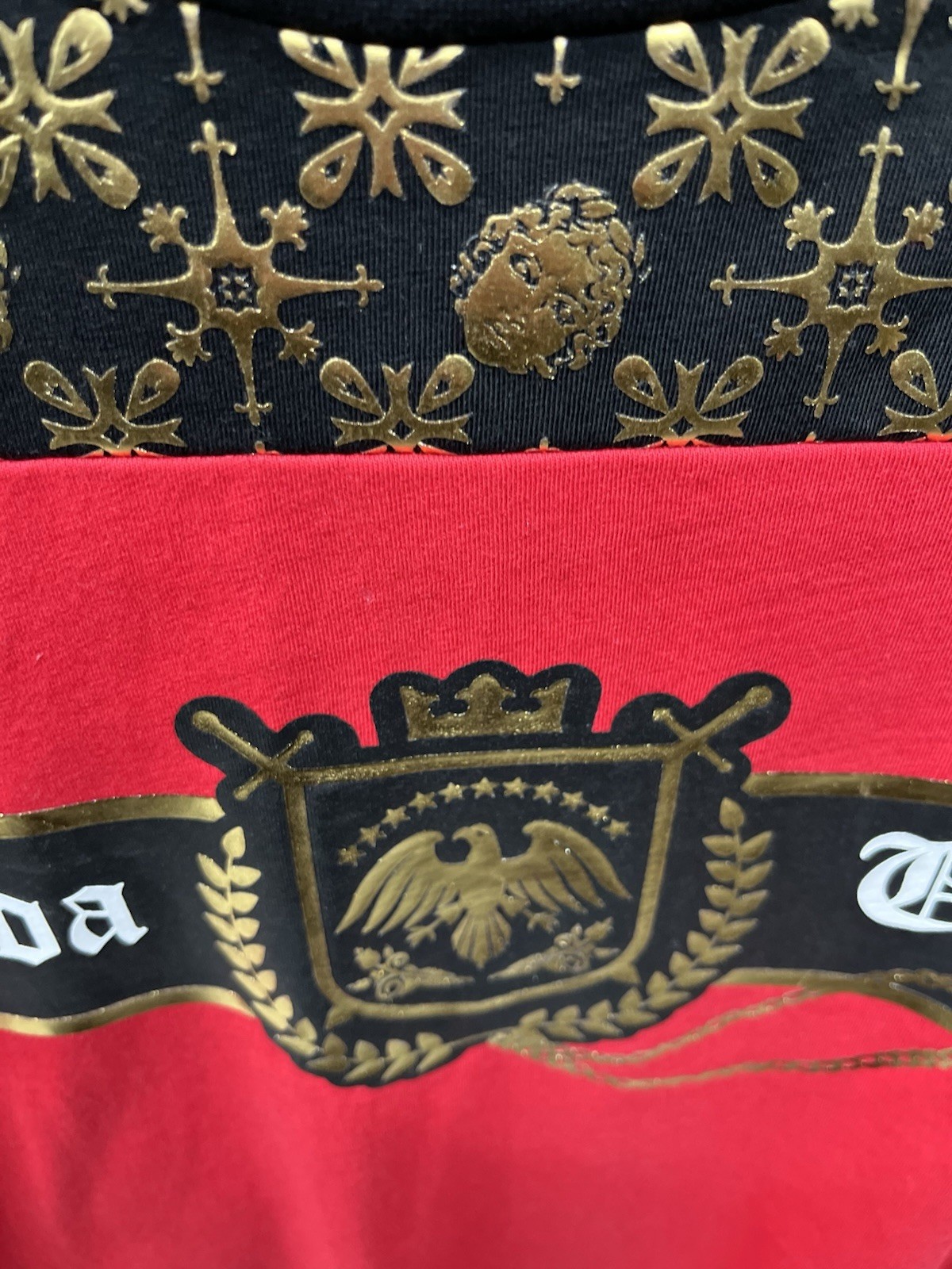 NWT Mens SWITCH Short Sleeve Red Black Gold Foil Eagle Design T-shirt Size 3XL