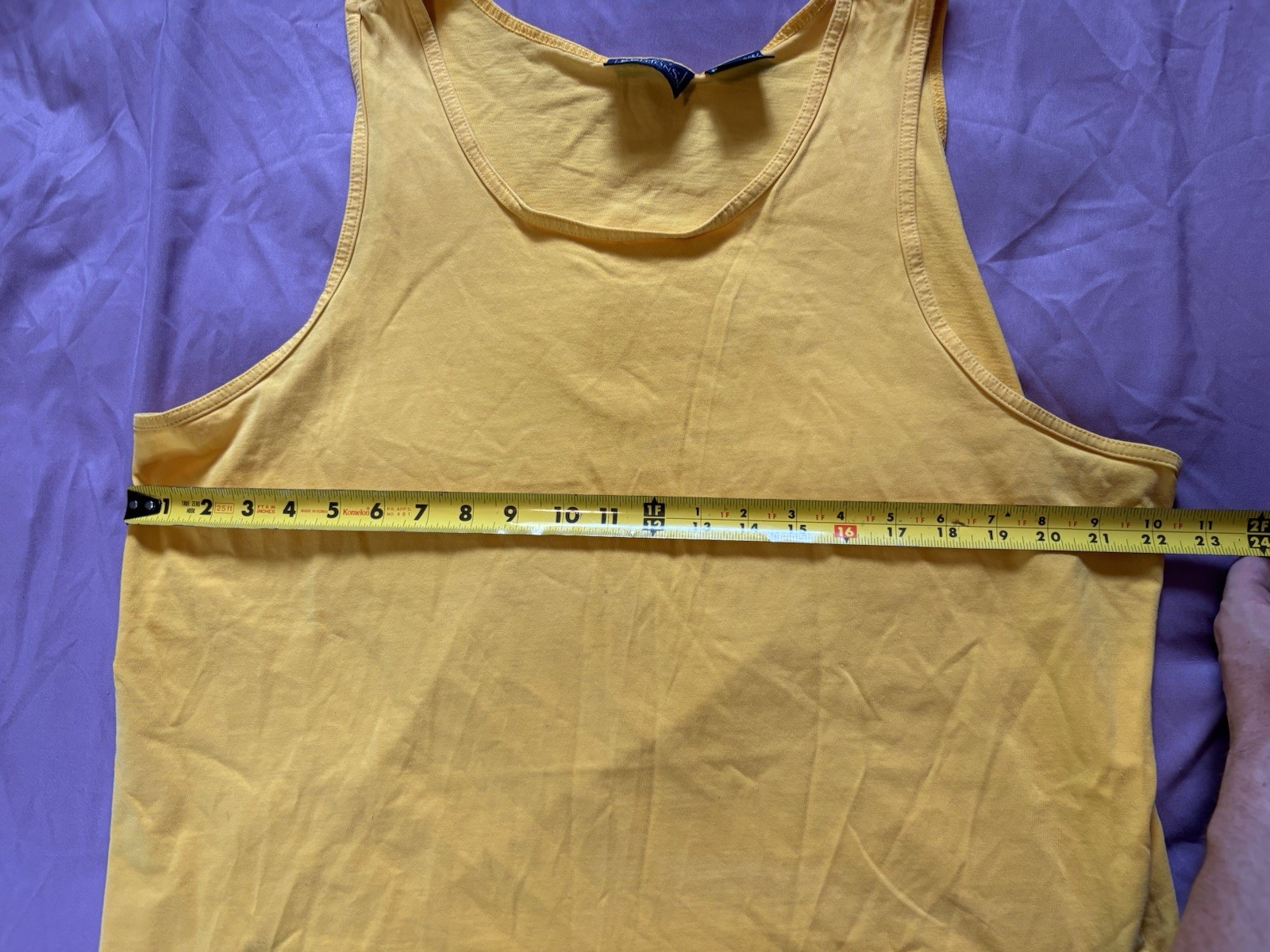 Vintage Basic Editions Tank Top Mens XL Yellow Sleeveless Shirt Blank Surf Beach