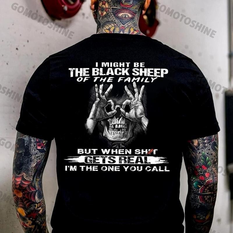 I MIGHT BE THE BLACK SHEEP OF THE FAMILY Skull With OK Print Men’s T-Shirt Class