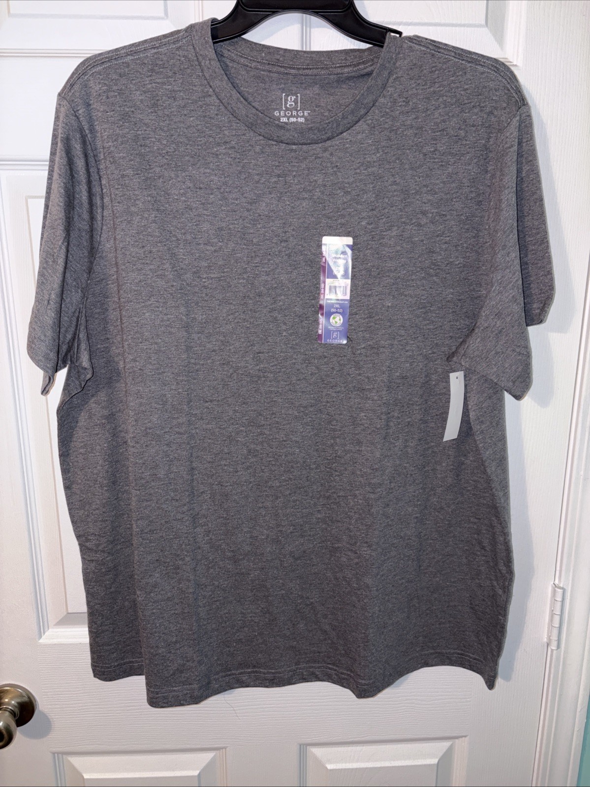 George Men 2XL 50-52 Crew Tee-Shirts Short Sleeves Moisture Wick Gray (B6)