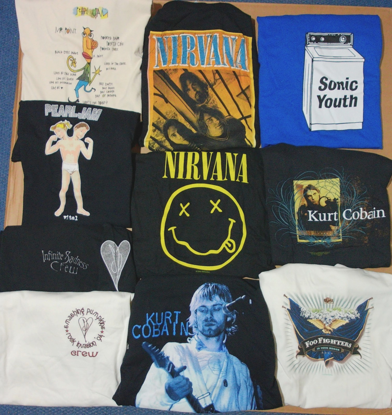 Pearl Jam Nirvana Foo Fighters Smashing Pumpkins Sonic Youth XL T-Shirts 10-Lot