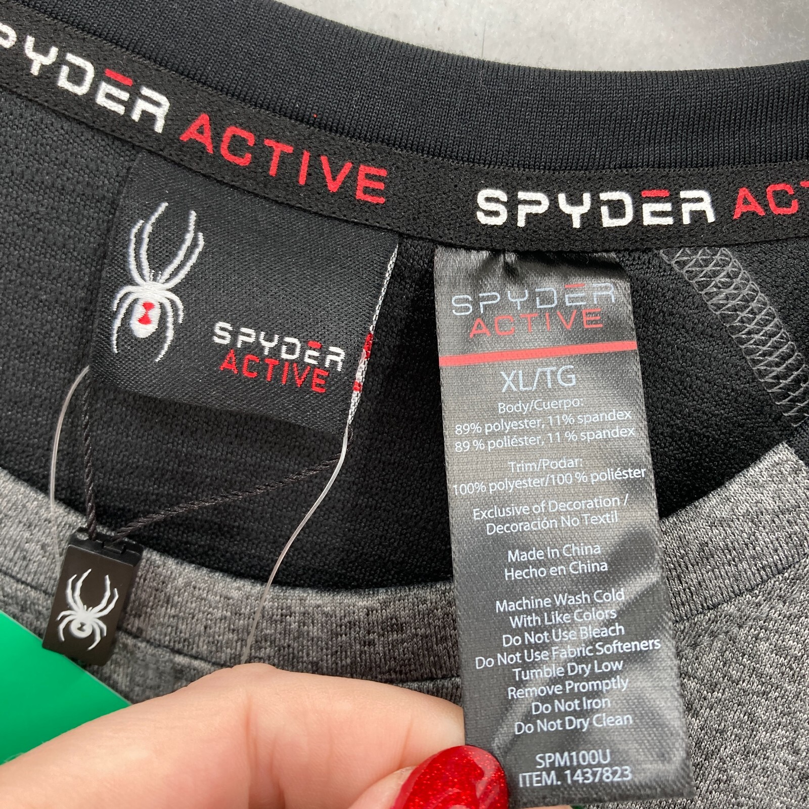 Spider Active Proweb Long Sleeve Shirt Mens XL Gray Stretch Crew Neck Wicking