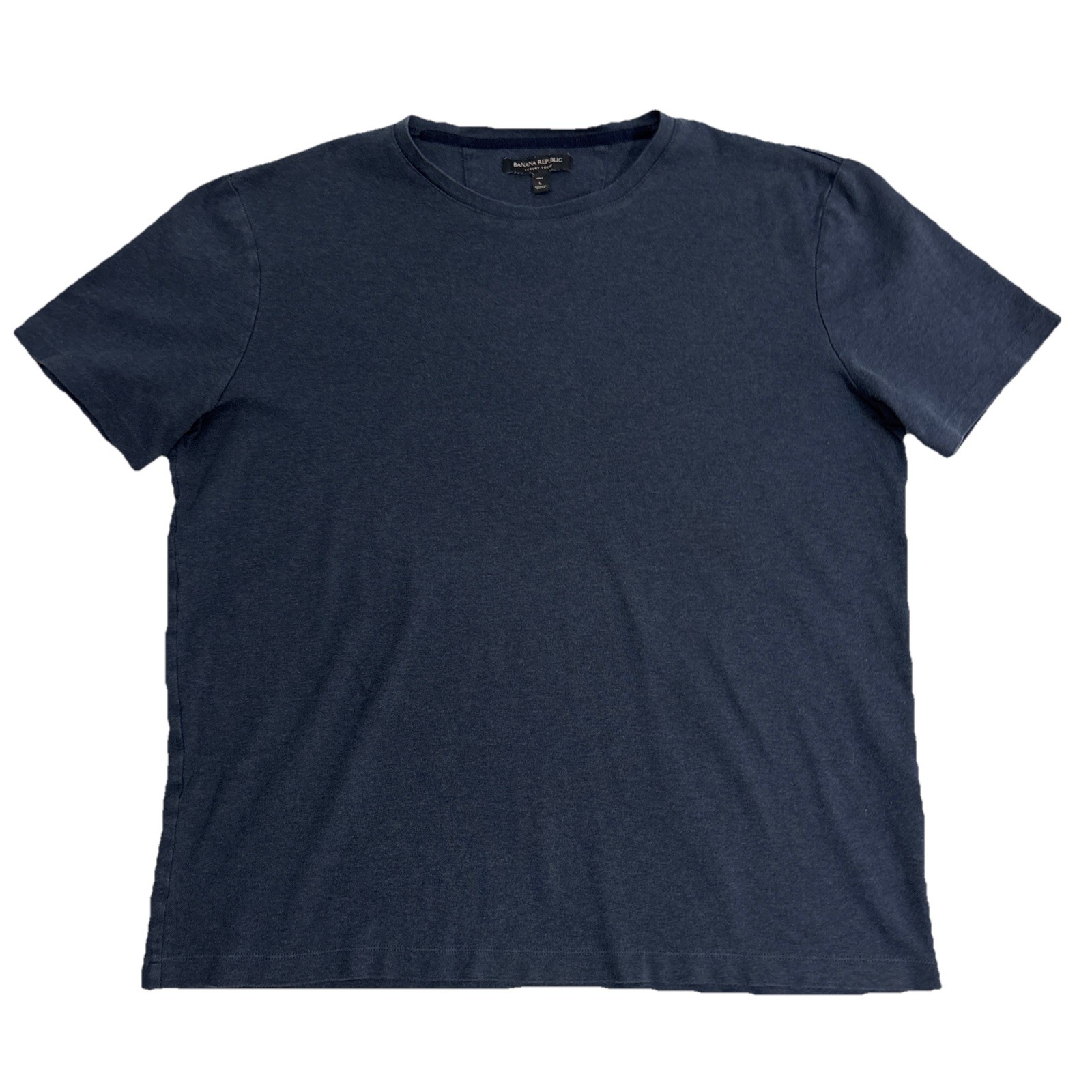 Banana Republic Luxury Touch Crew Shirt Solid Navy Blue T-Shirt ✅ Sz Large Tall