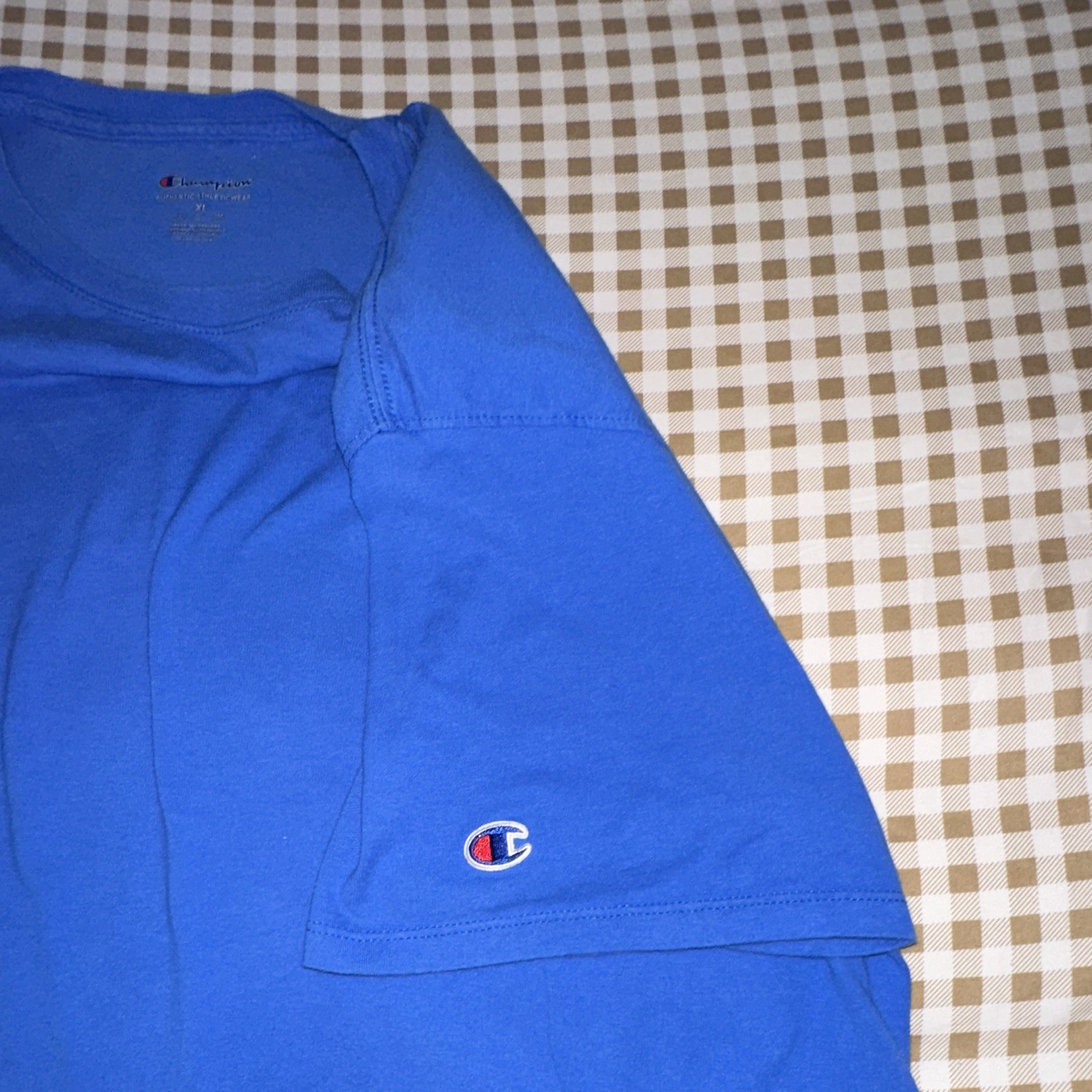 Champion Authentic Athleticwear Men’s XL Blue Crew Neck Short Sleeve Logo Tee
