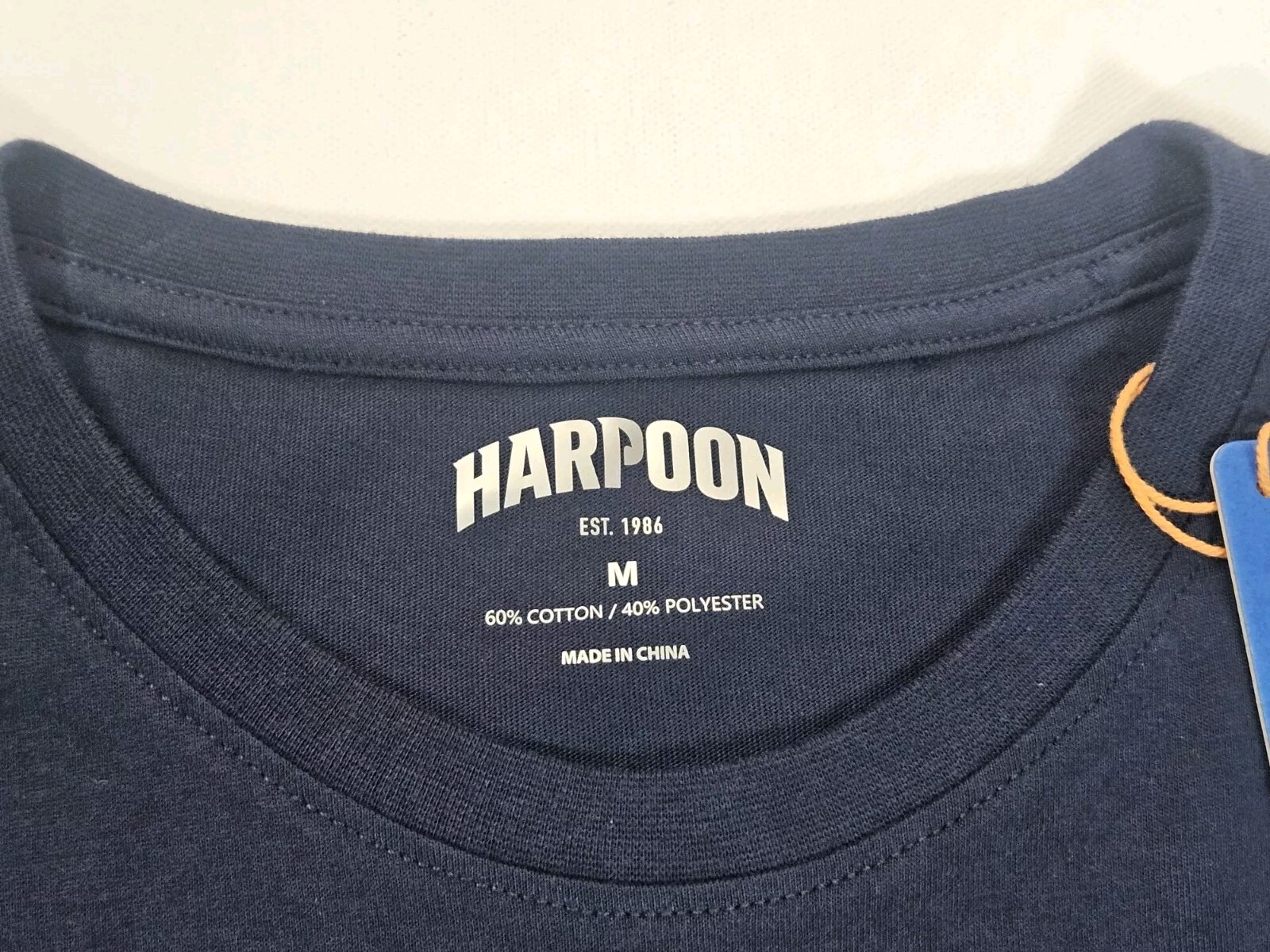 Harpoon Brewery Boston MA Medium Mens Blue Double-sided Graphic Logo Tshirt Beer
