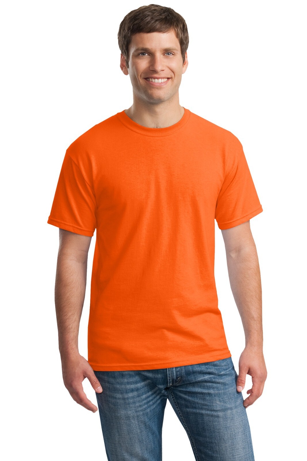 Safety Orange High Visibility Shirts 5.3 oz GILDAN Work Reflective Short-Sleeve