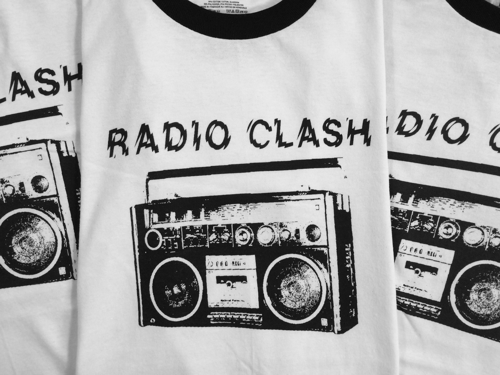 Radio Clash Boombox Retro Ringer T-Shirt Unisex Men’s Women’s The Clash Band Tee