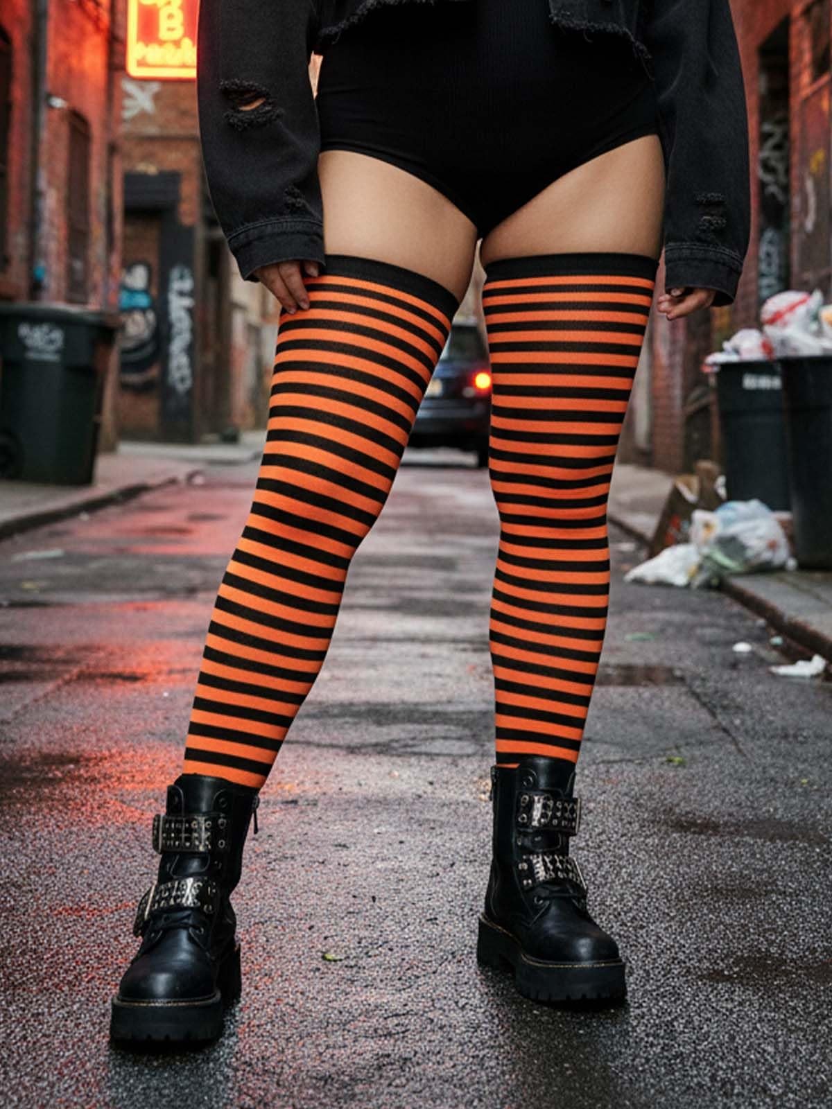 Plus Size Thigh High Socks, Over Knee with Adjustable Thigh Garter, Warm Stoc…