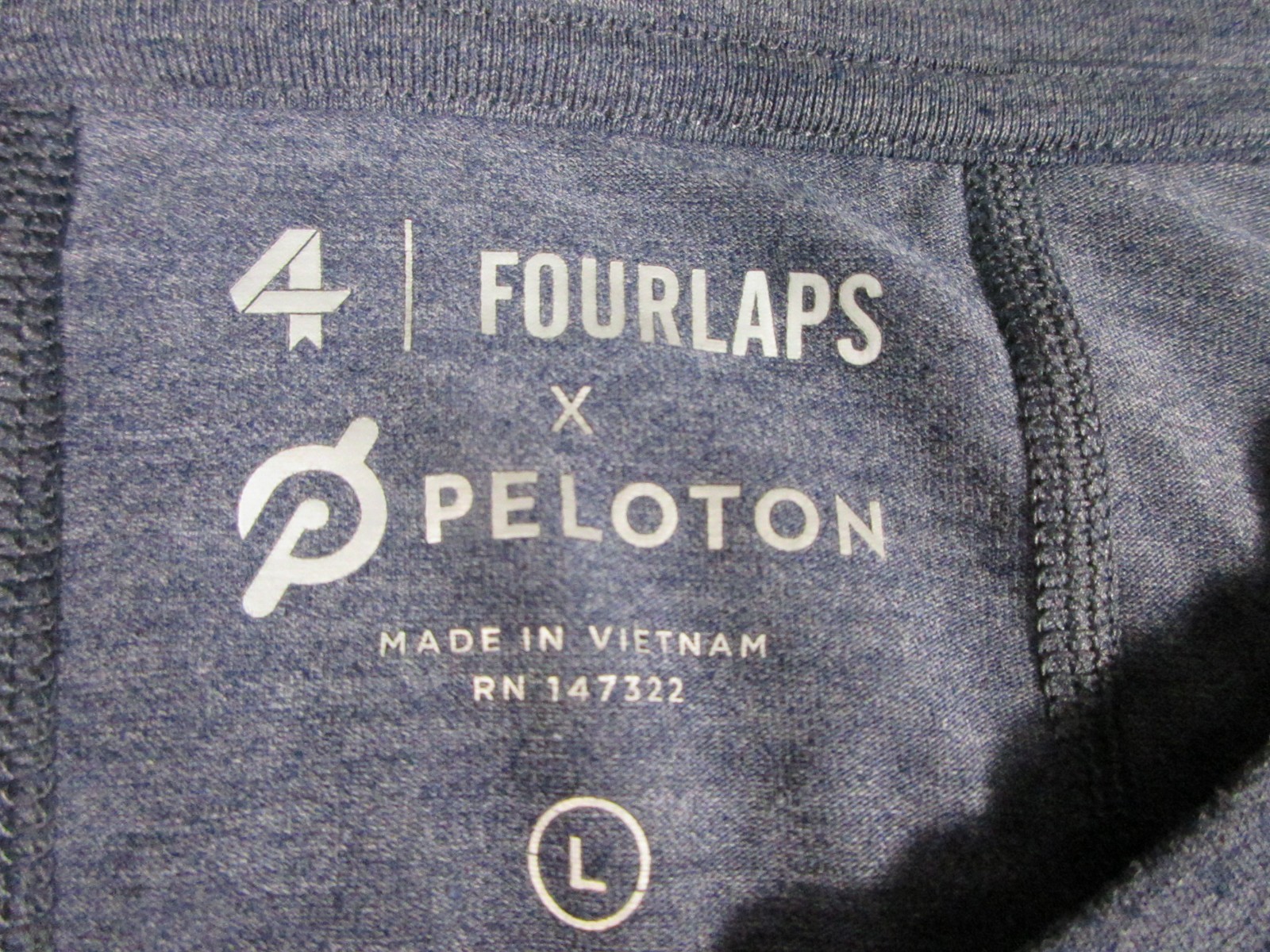 Peloton Mens Pull-On Fourlaps X T-Shirt Crew Neck Short Sleeve Size L Gray