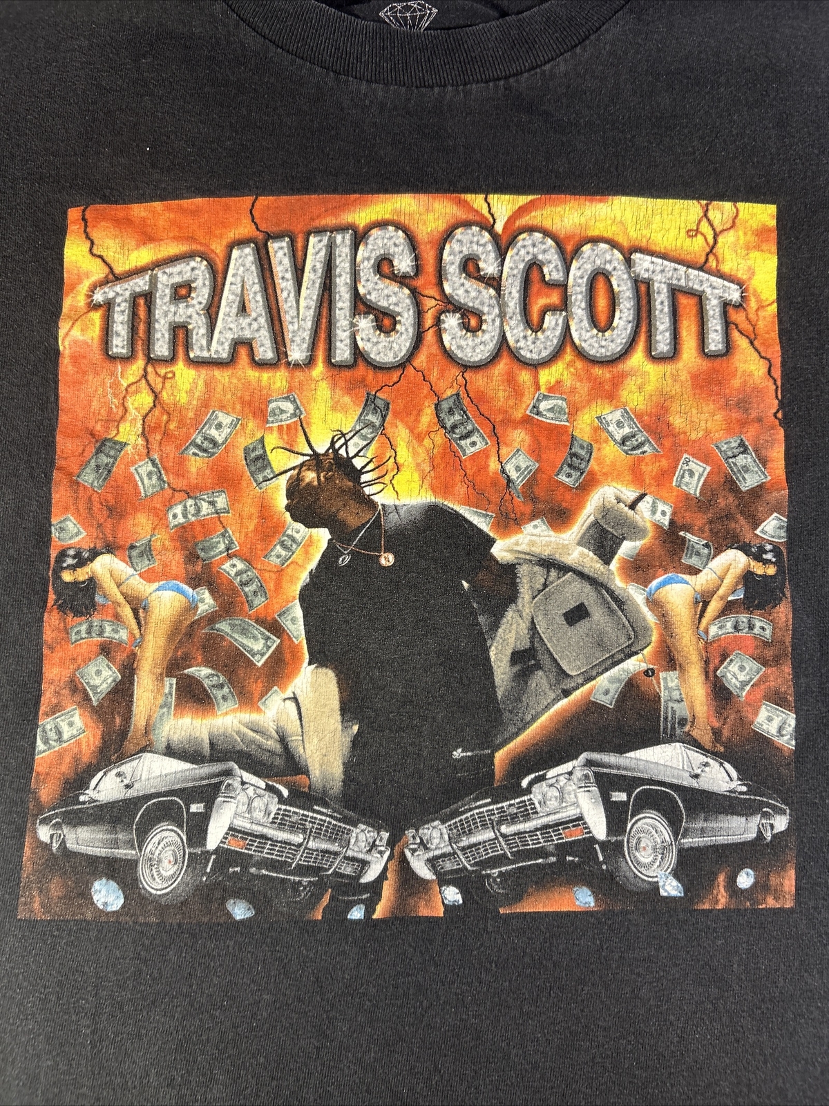 Travis Scott Diamond Supply Co. Collab Small Tshirt Black Colorful Solid Graphic