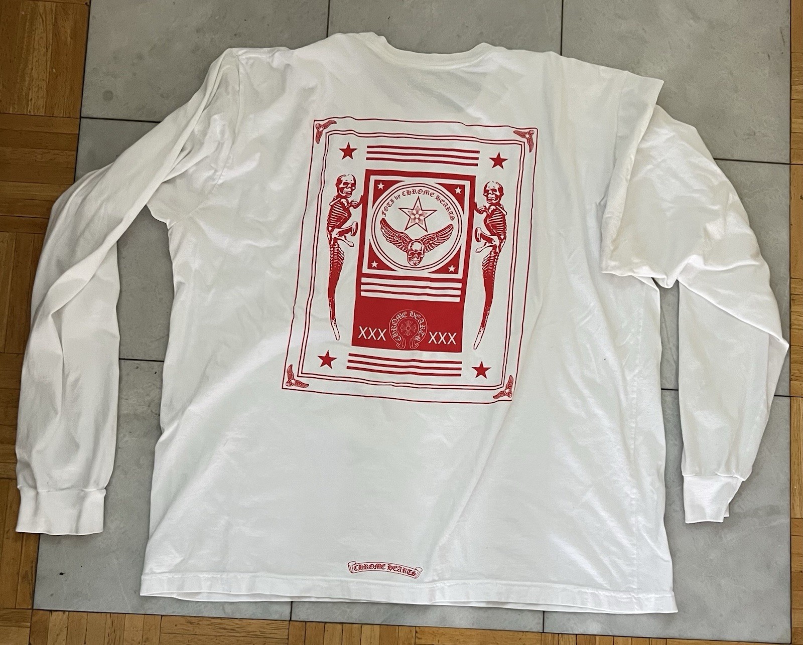 Chrome Hearts FOTI Long Sleeve White T-shirt Size XXL Made In USA