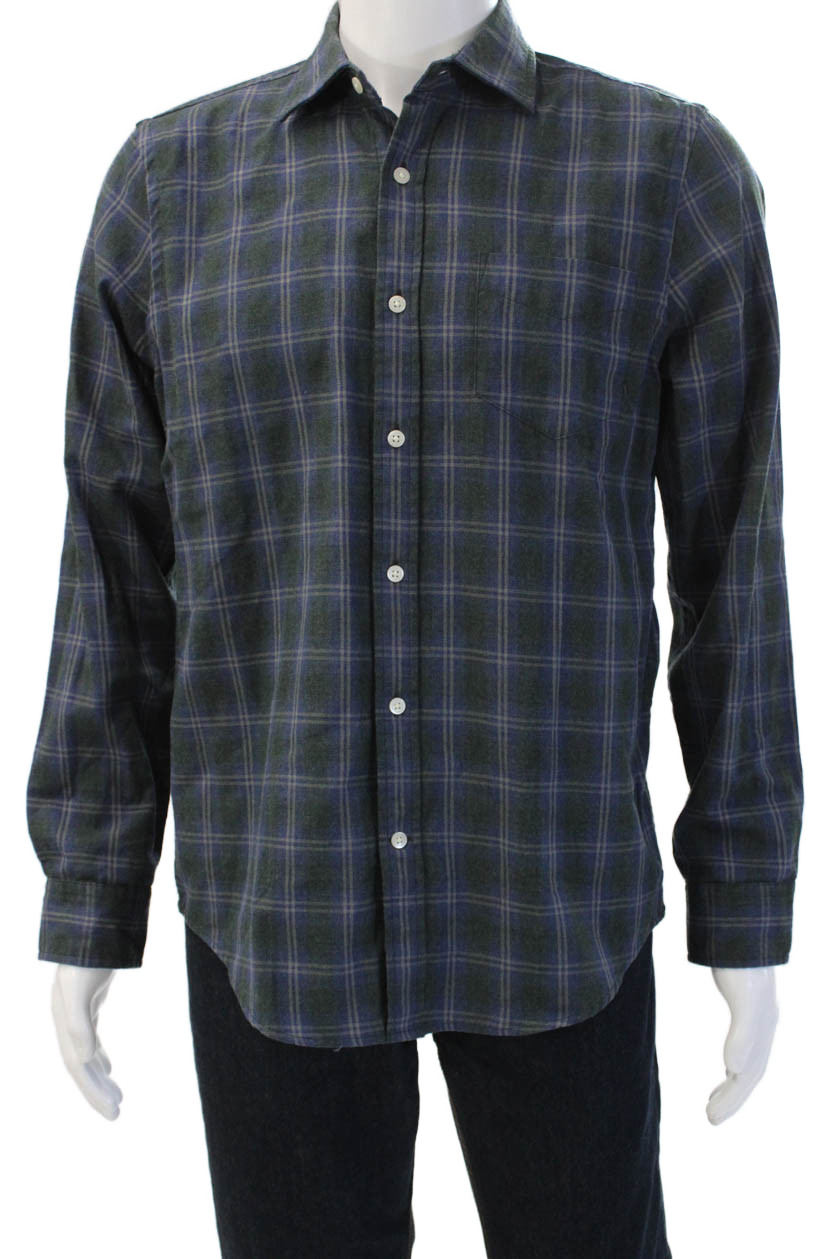 The Men’s Store at Bloomingdale’s Mens Button-Down Plaid Dark Blue Size M
