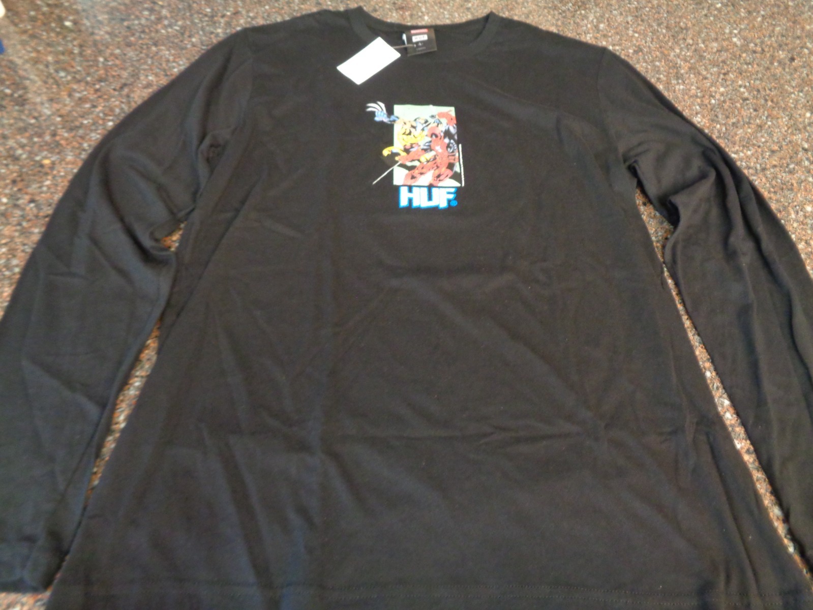 HUF x Marvel Deadpool & Wolverine Hack ‘n Slash Large T-Shirt Long Sleeve Black