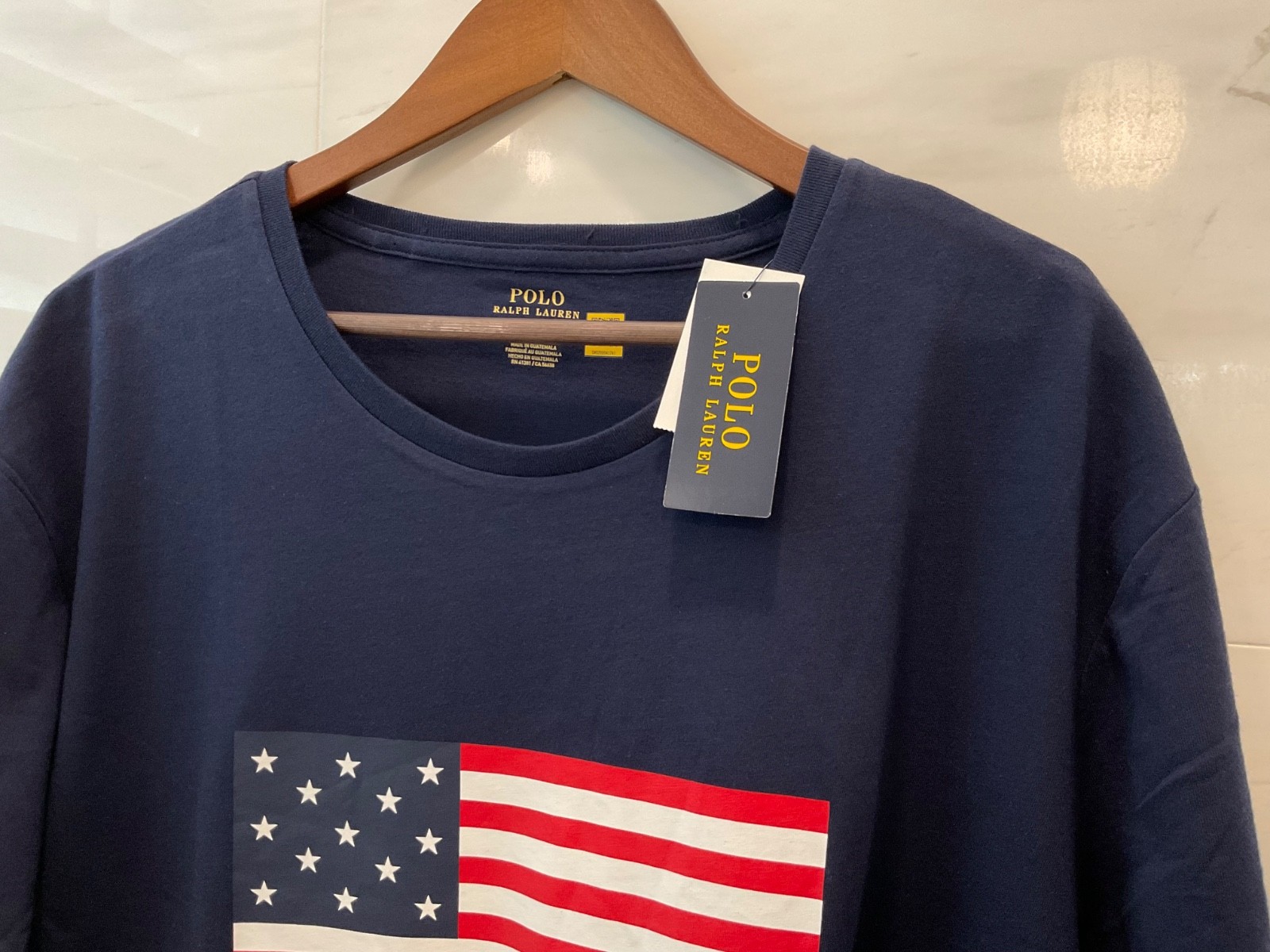 Polo Ralph Lauren Navy AMERICAN FLAG Graphic Classic Fit Short Sleeve T Shirt