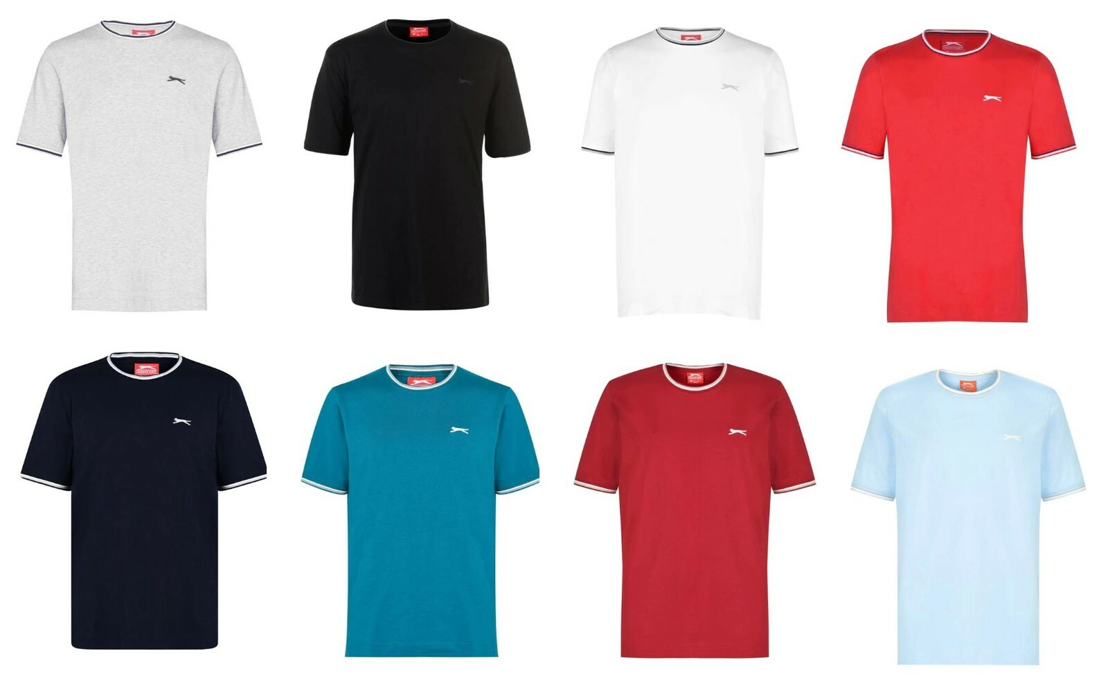 Mens Slazenger 100% Cotton Tipped Crew Neck T Shirt XS S M L XL XXL 3XL 4XL BNWT