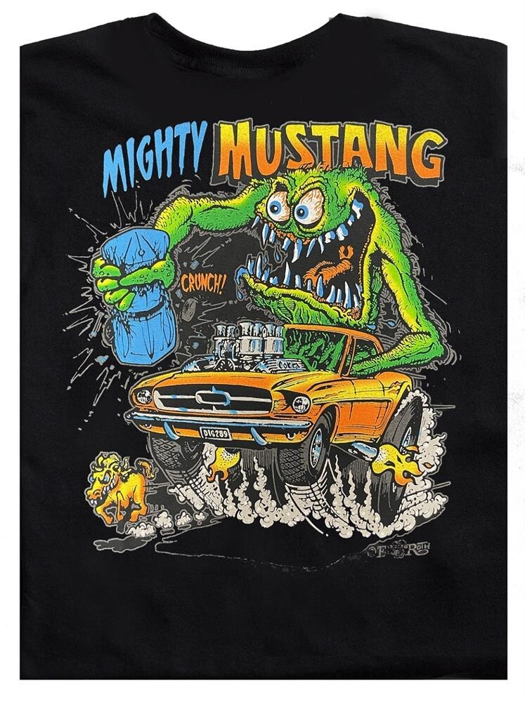 Men’s Ed Big Daddy Roth Rat Fink Mighty Mustang Black Cotton T-Shirt M-3XL RFB7