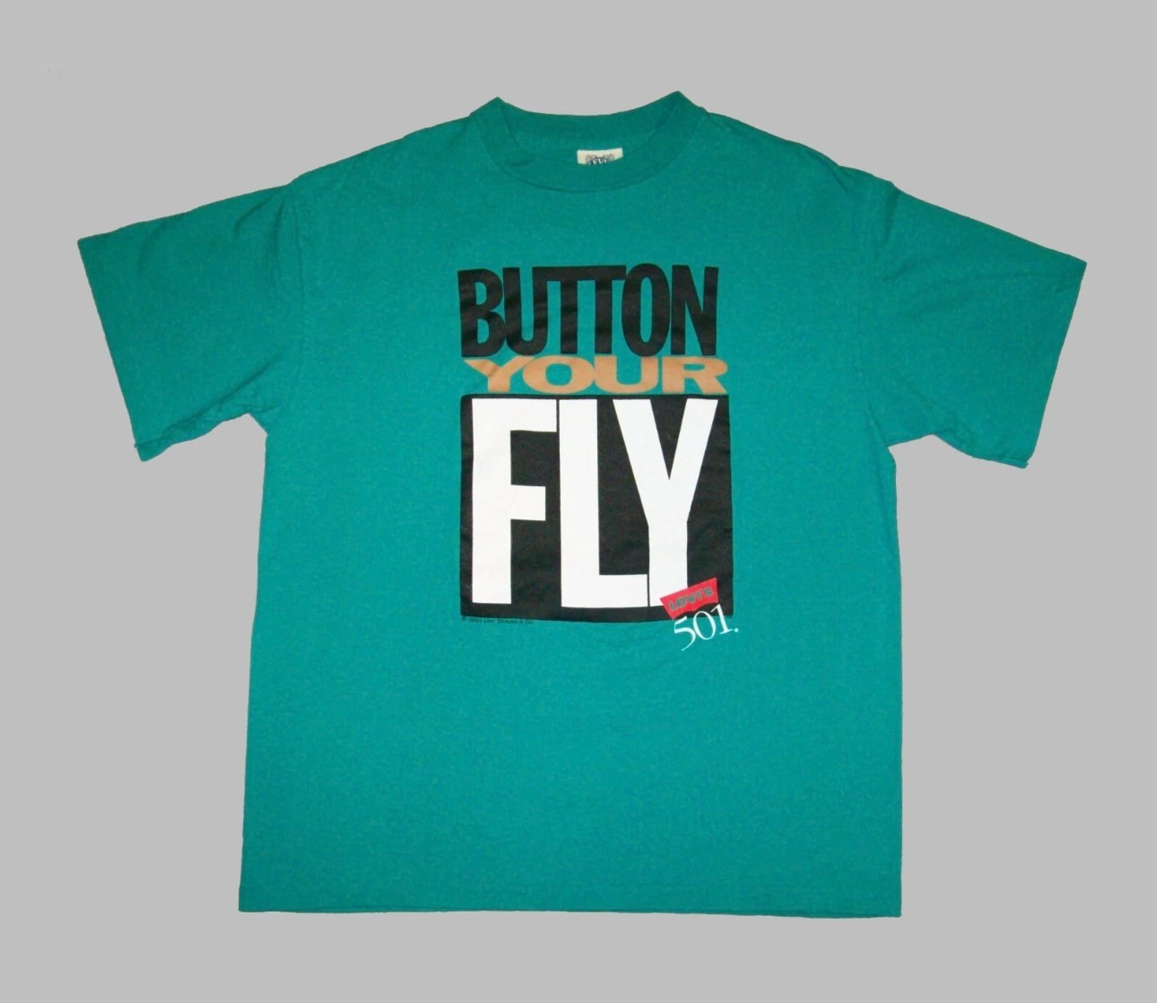 Old Vtg Dated 1990 Levis 501 Button Your Fly T Tee Shirt Single Stitch Sleeves