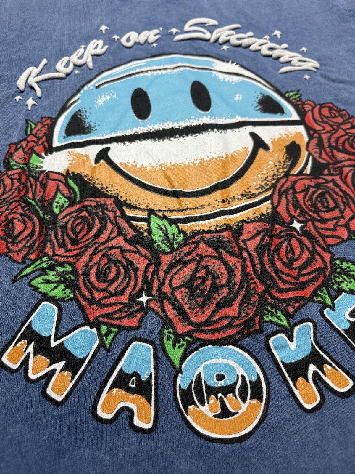 China Market Smiley Keep On Shining Basketball Mens Large Puffy Graphic Limited