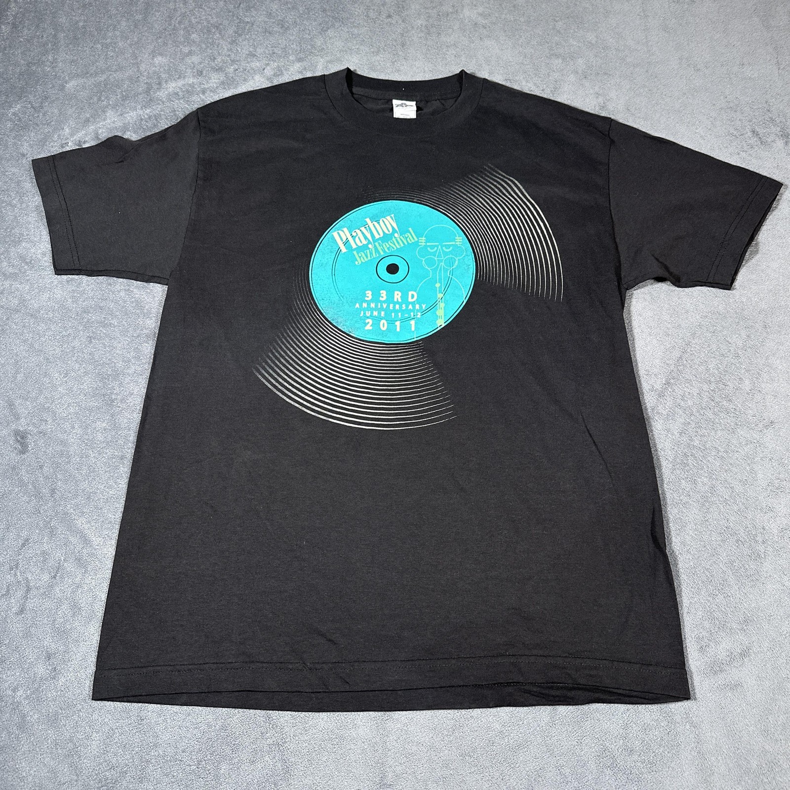 Playboy Shirt Mens Large Black Jazz Festival 33rd Anniversary 2011 Tee Graphic