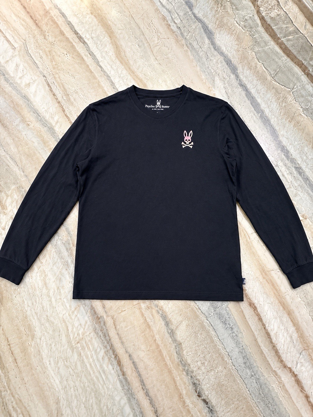 Psycho Bunny Men’s Multicolor Bunny Graphic Long Sleeve Pima Cotton Tee Large