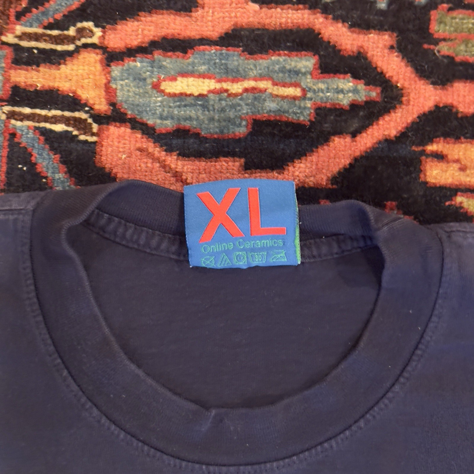 Online Ceramics Rules To Live By Tee Navy XL Commandments Hand-Printed Pre-Owned