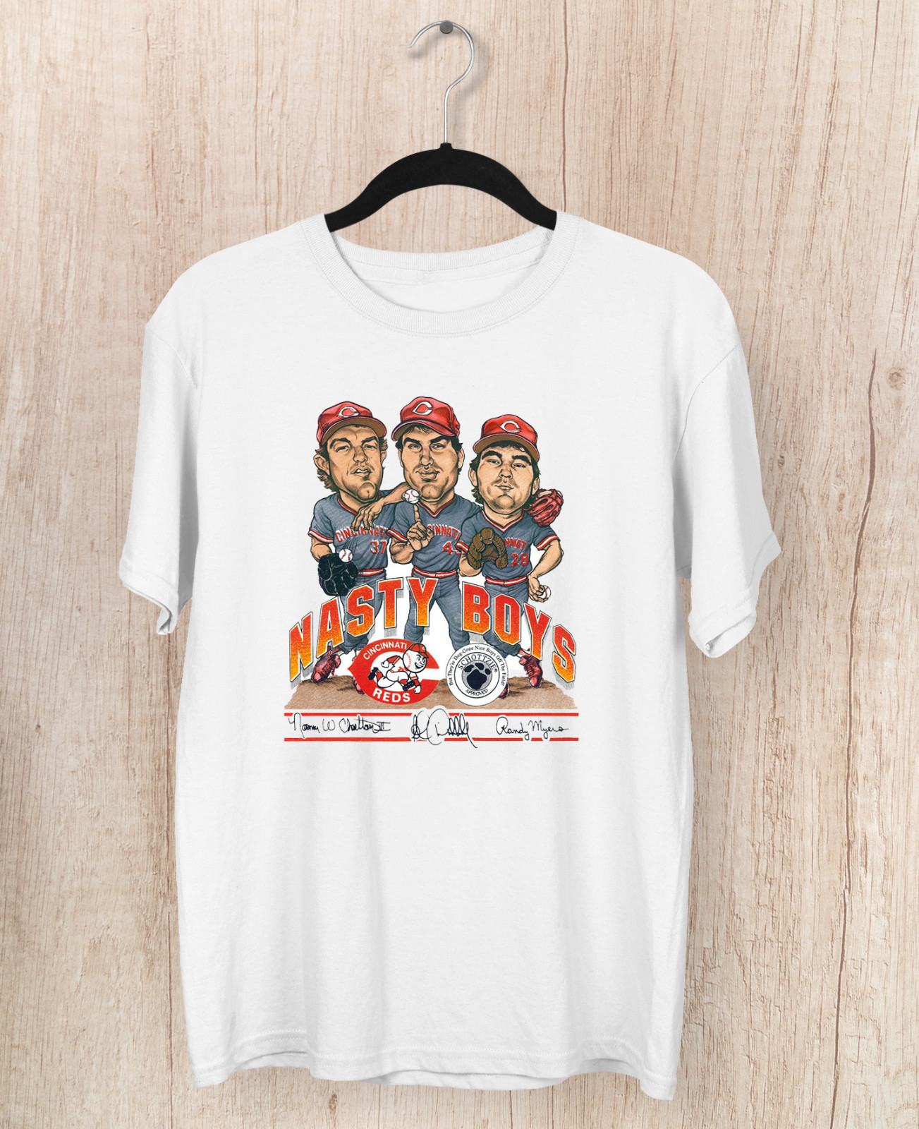 Cincinnati Reds Nasty Boys Caricature Men T-shirt White Tee JJ4403