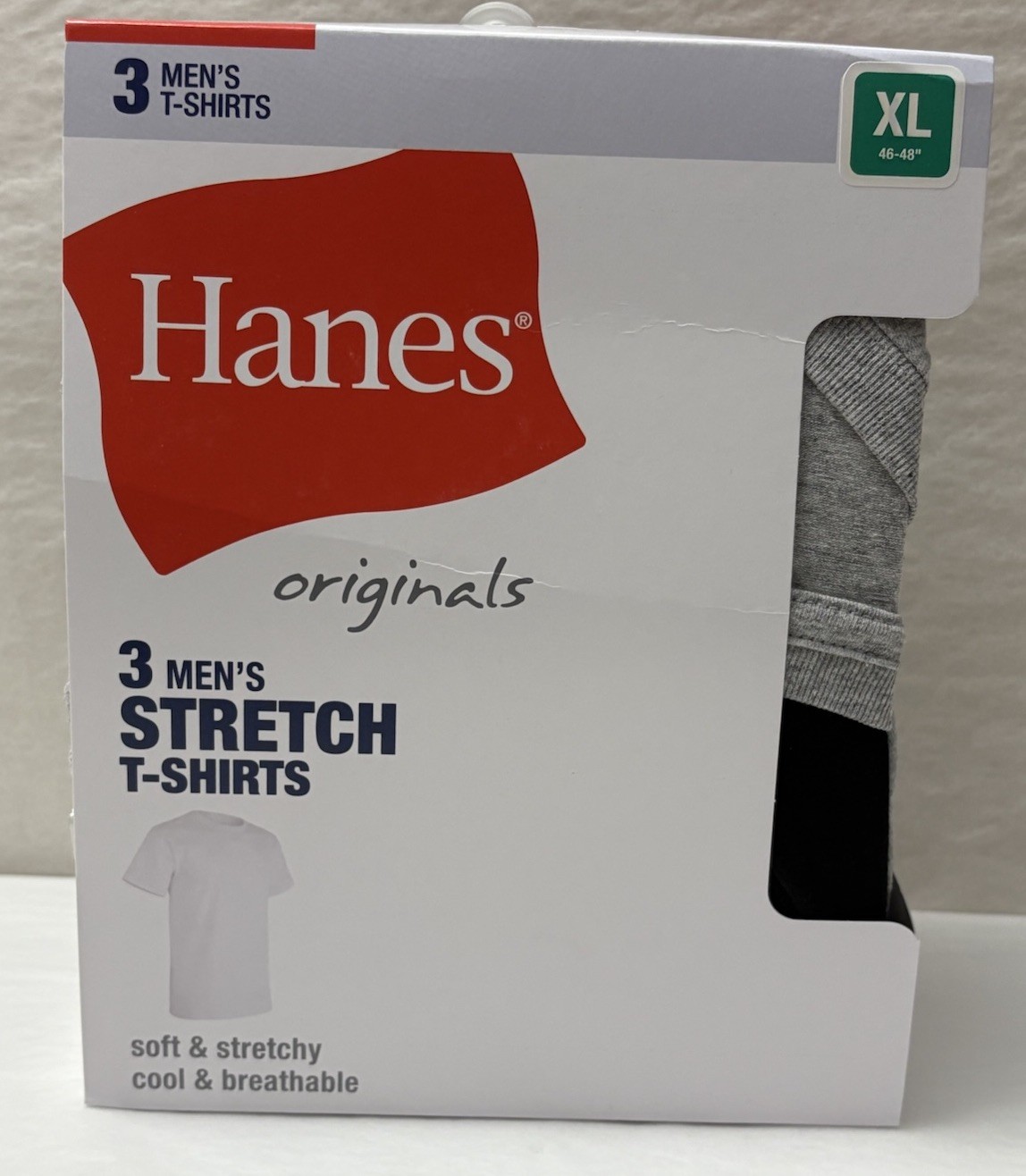 New Hanes 3-PACK Originals Crew Neck T Shirt Wicking Stretch Size 46-48 XL (HB20